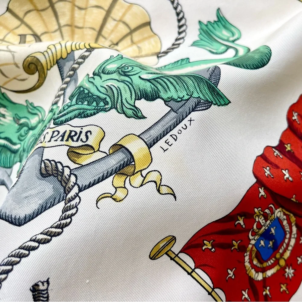 Hermes “Pavois” silk scarf